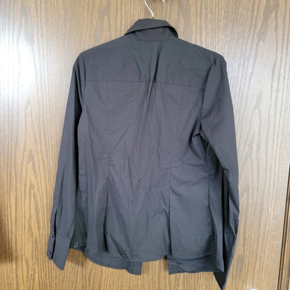 Elie Tahari Black Ruffled Tuxedo Shirt Size Medium - Picture 5 of 9